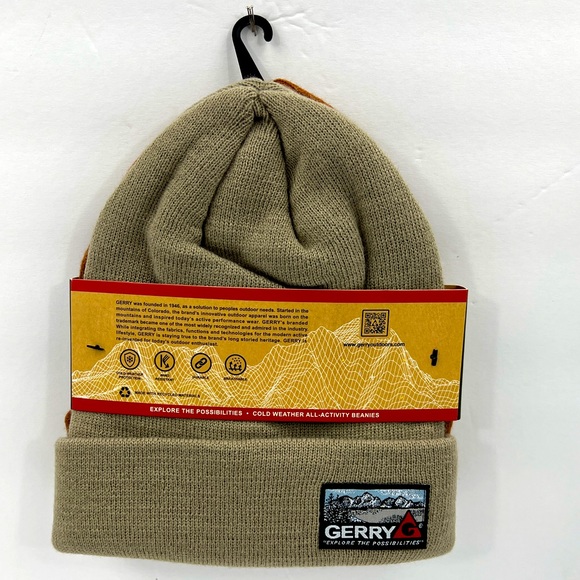 GERRY, CUFFED KNOT BEANIE SET, ONE SIZE FITS ALL, UNISEX, GREY AND BEIGE COLORS - Picture 2 of 11